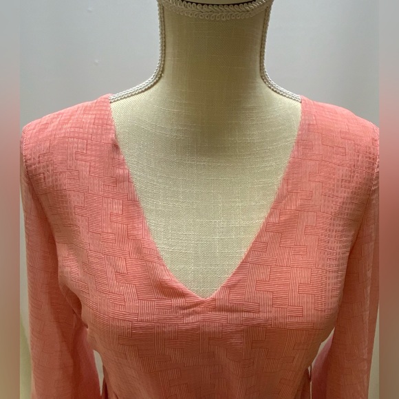 NSR Morgan Hi-Lo Flutter Chiffon Long Sleeve Dress- Sz M - Picture 4 of 16